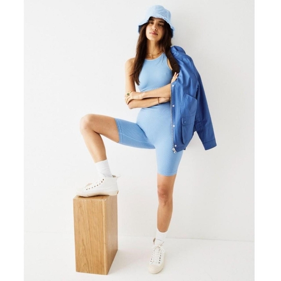 J. Crew Pants - NWT J. Crew Active Blue Biker Shorts Stretchy Tummy Control HighRise Ribbed XL